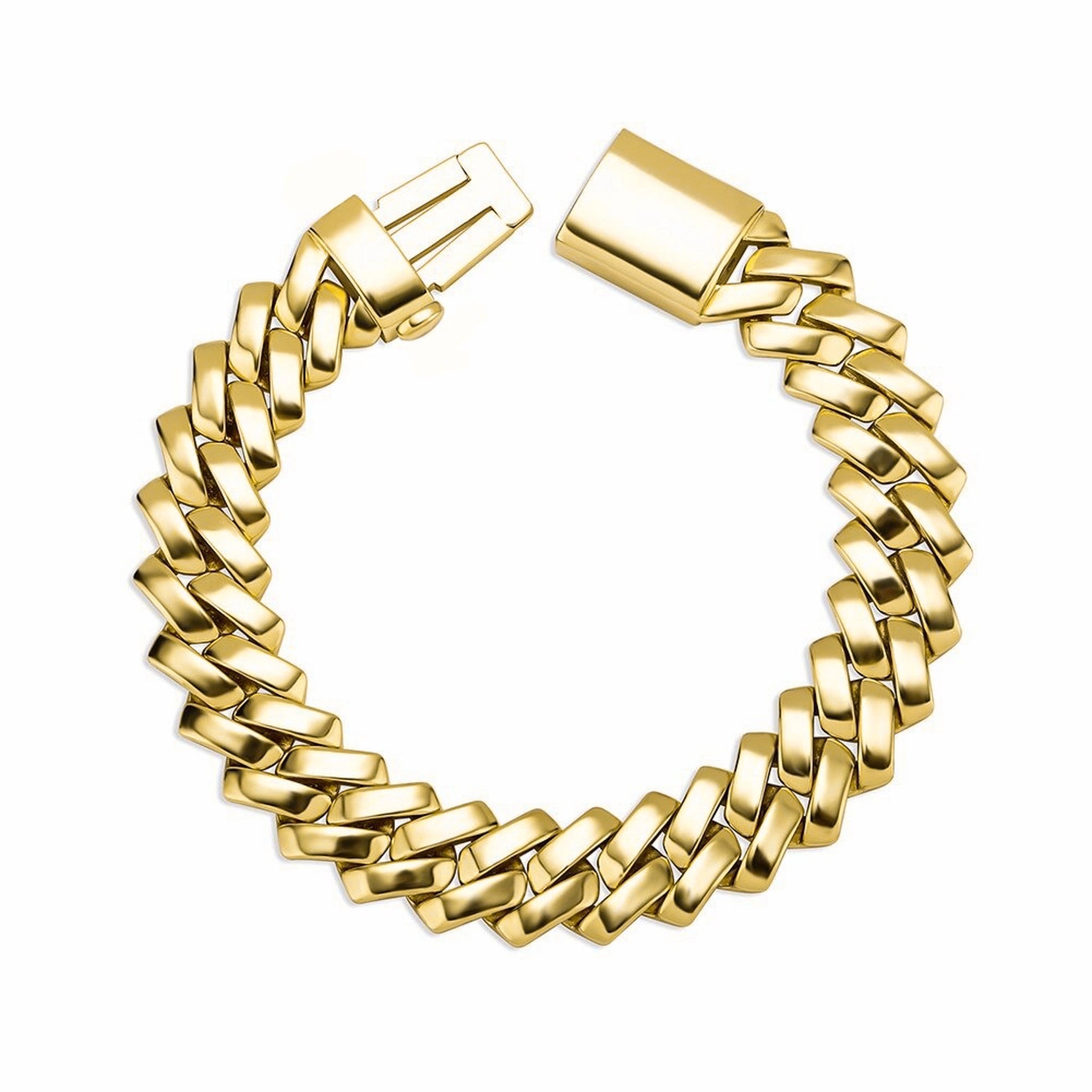 gold prong cuban link bracelet, in sizes of 12mm and 18mm - unisex timeless jewelry clearquartzshop