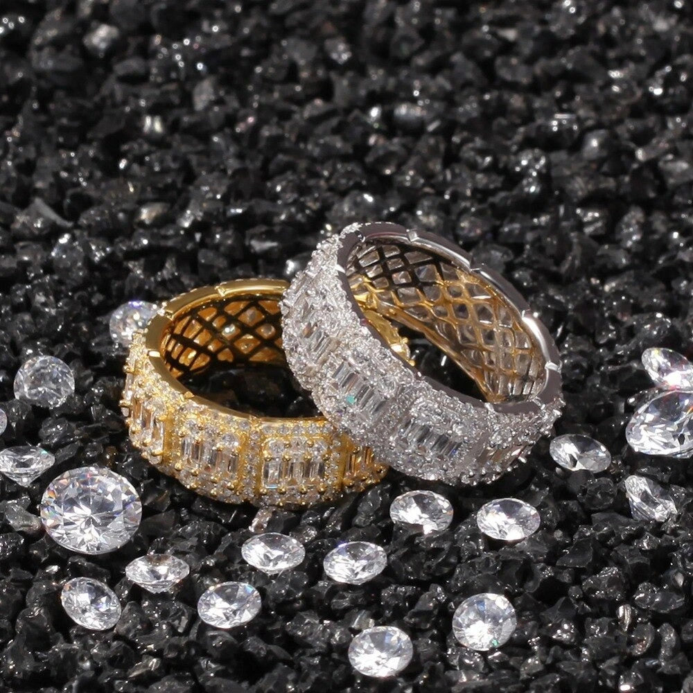 gold and silver diamond eternity ring - streetwear jewelry by clearquartzshop