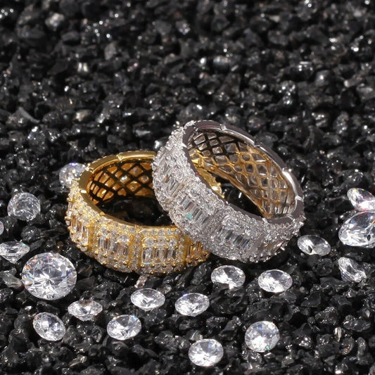 gold and silver diamond eternity ring - streetwear jewelry by clearquartzshop