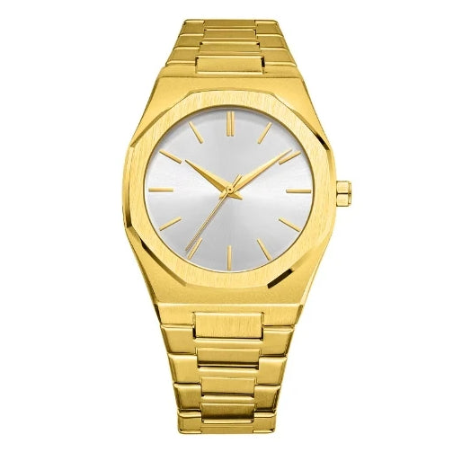 silver dial stainless steel bold gold watch for men and women by clearquartzshop