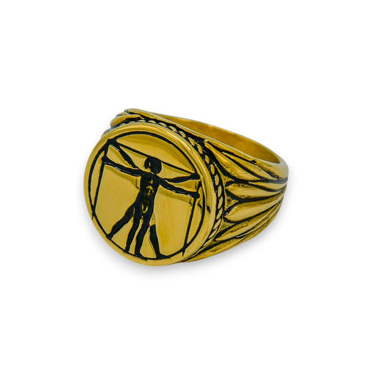 18k gold plated vitruvian ring built from stainless steel | unisex night out jewelry by clearquartzshop