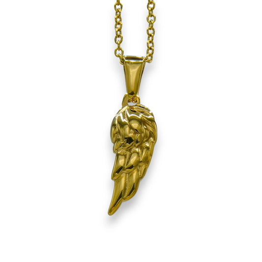 18k gold plated wing pendant for men and women built from stainless steel with chain | fashion necklace by clearquartzshop