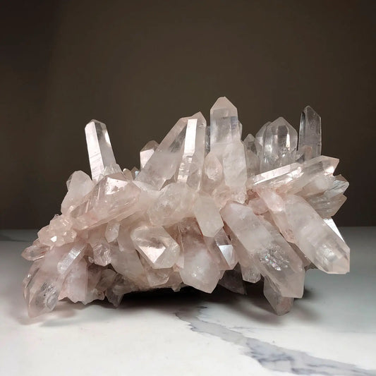 front view of rare himalayan clear quartz cluster - healing crystal from clearquartzshop