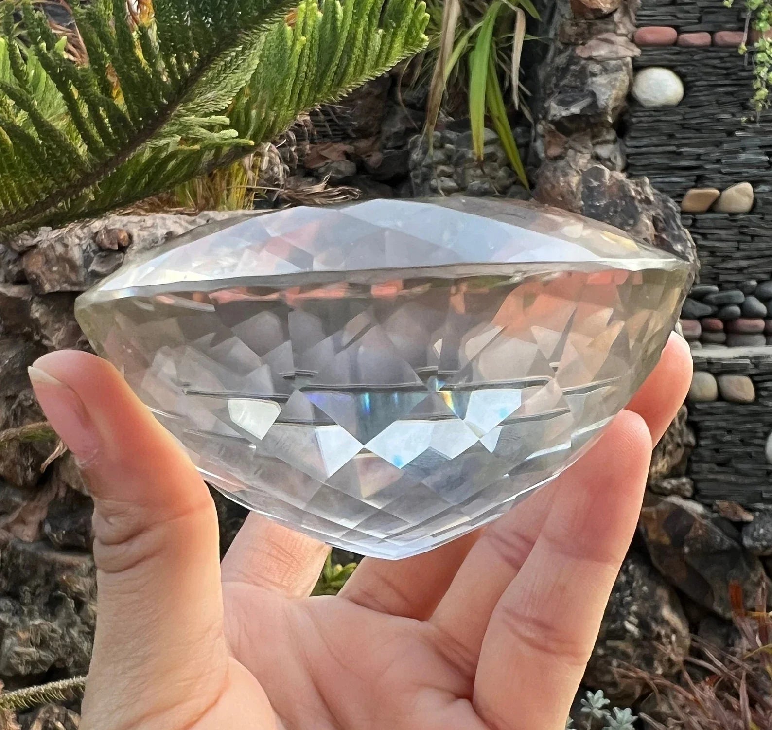 1875 carat flawless large indian clear quartz spherical faceted gemstone, showcasing its round shape - clearquartzshop