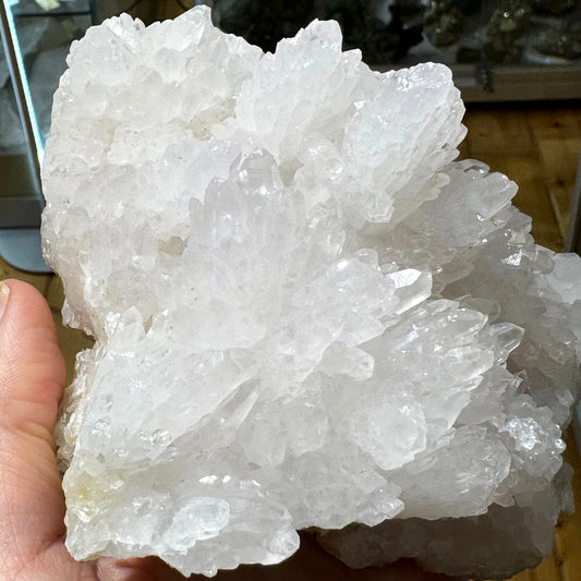 indonesian pineapple clear quartz cluster raw crystal from sulawesi - clearquartzshop