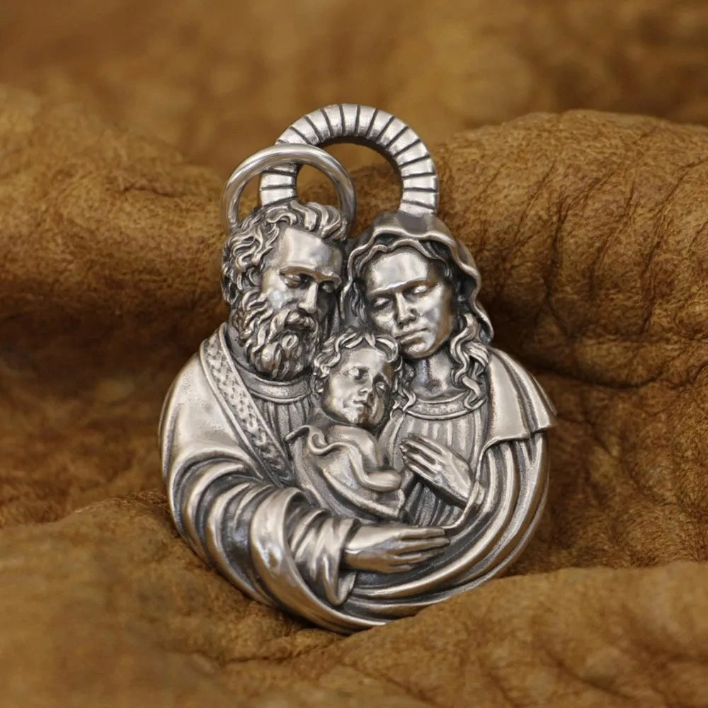 925 sterling silver jesus christ and virgin mary pendant | religious jewelry by clearquartzshop