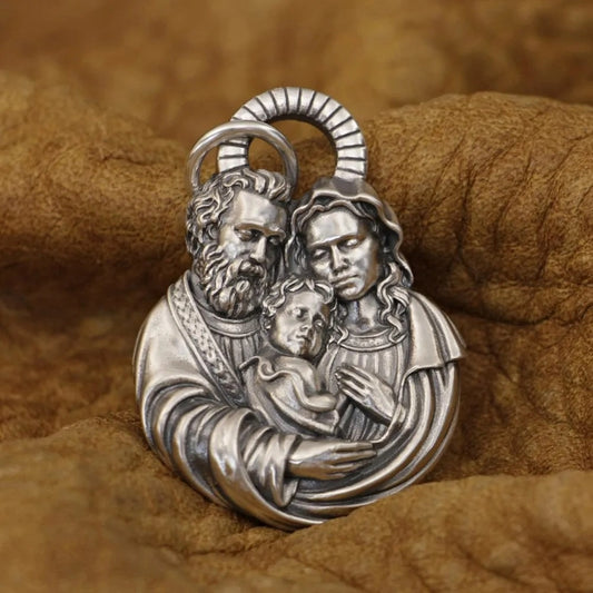 925 sterling silver jesus christ and virgin mary pendant | religious jewelry by clearquartzshop