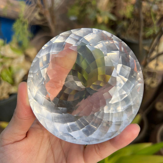 1875 carat flawless large indian clear quartz spherical faceted gemstone, showcasing its brilliant cut - clearquartzshop