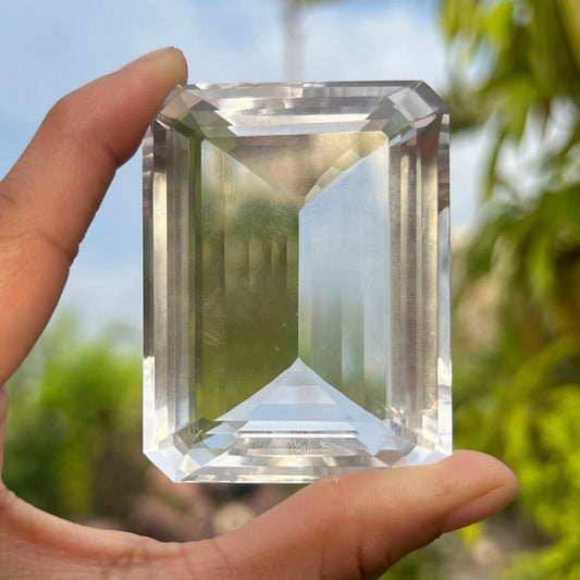 450 carat rare flawless large indian clear quartz emerald cut gemstone - healing crystal from clearquartzshop