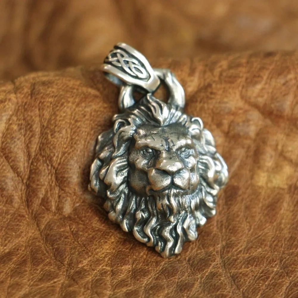 925 sterling silver lion head pendant | unisex bold jewelry by clearquartzshop