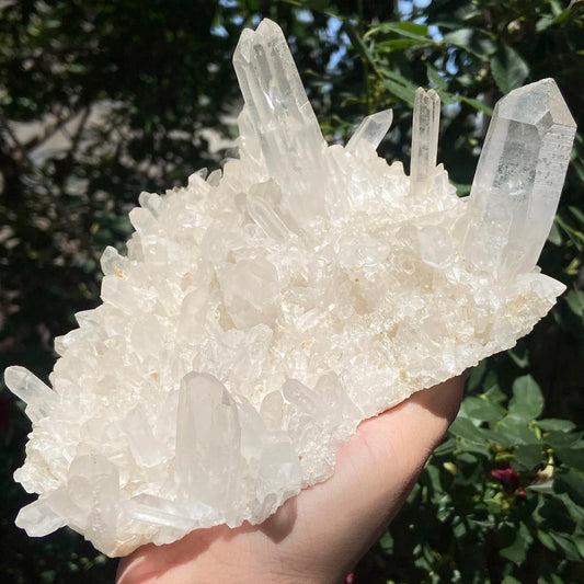 front view of madagascar clear quartz cluster 1870g with tall crystal points - healing crystal from clearquartzshop