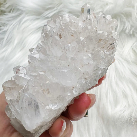 front view of natural pakistani clear quartz cluster - healing crystal from clearquartzshop