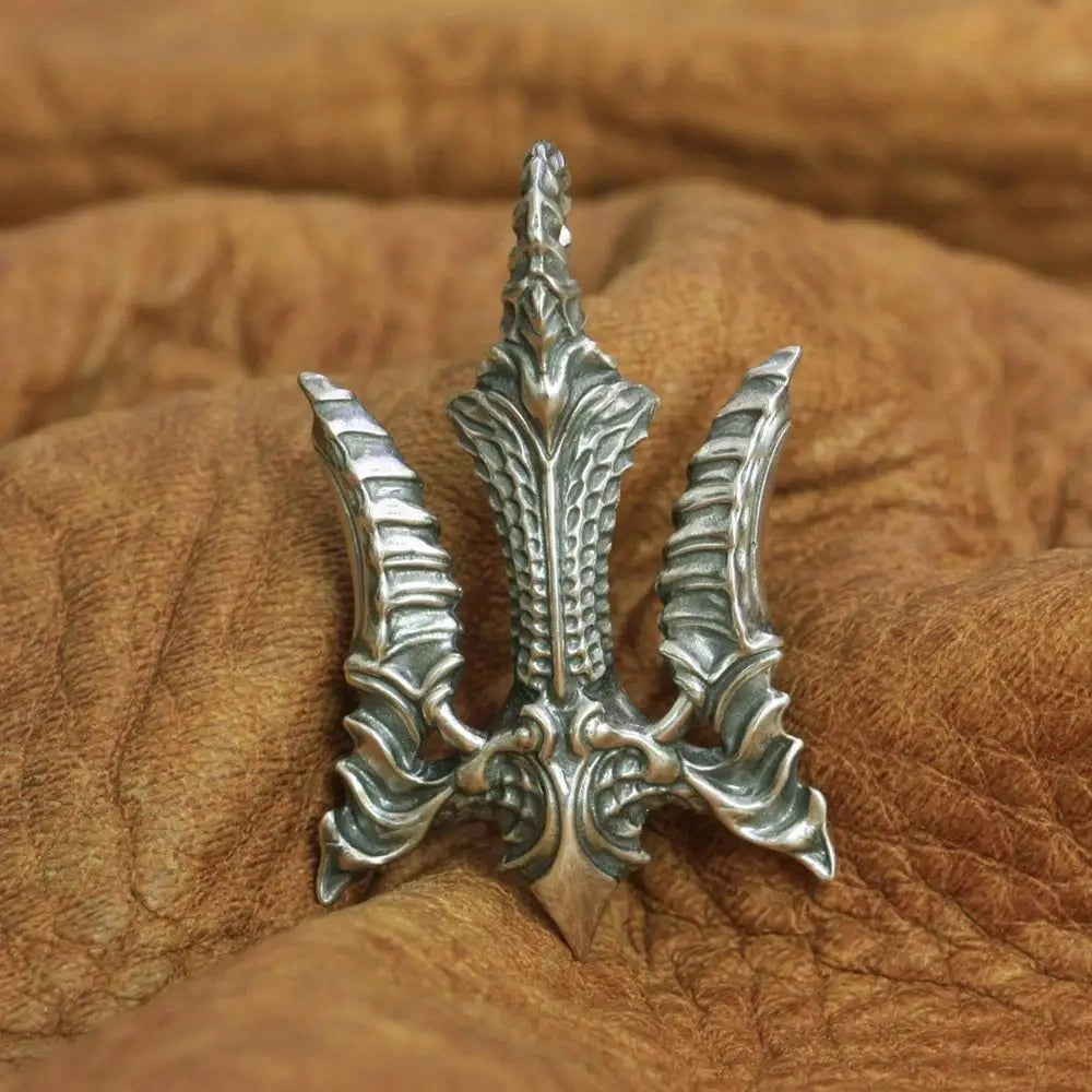 925 sterling silver poseidon trident pendant | unisex streetwear jewelry from clearquartzshop