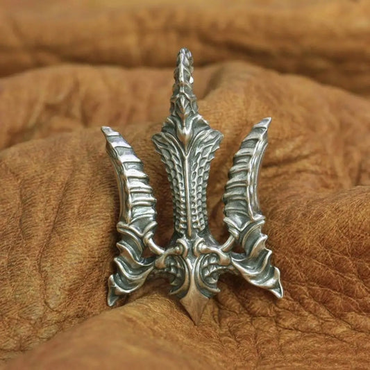 925 sterling silver poseidon trident pendant | unisex streetwear jewelry from clearquartzshop