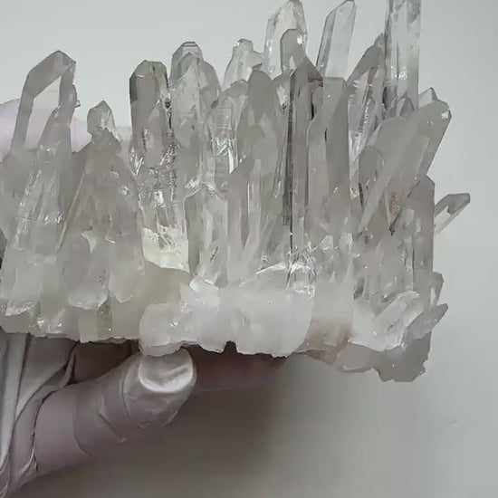 video of 750g clear quartz cluster with ultra clear points and natural sparkle  - clearquartzshop