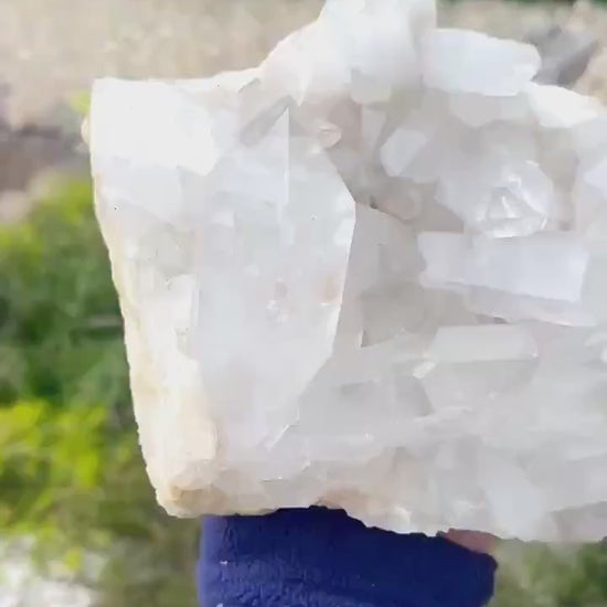 video of 4500g clear quartz cluster outdoors - clearquartzshop