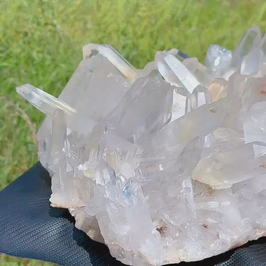 25.8kg brazilian clear quartz crystal cluster showcasing clarity and terminations - clearquartzshop