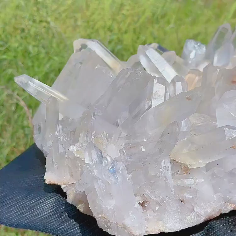25.8kg brazilian clear quartz crystal cluster showcasing clarity and terminations - clearquartzshop