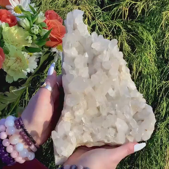 large clear quartz crystal from arkansas - flawless healing cluster from clearquartzshop