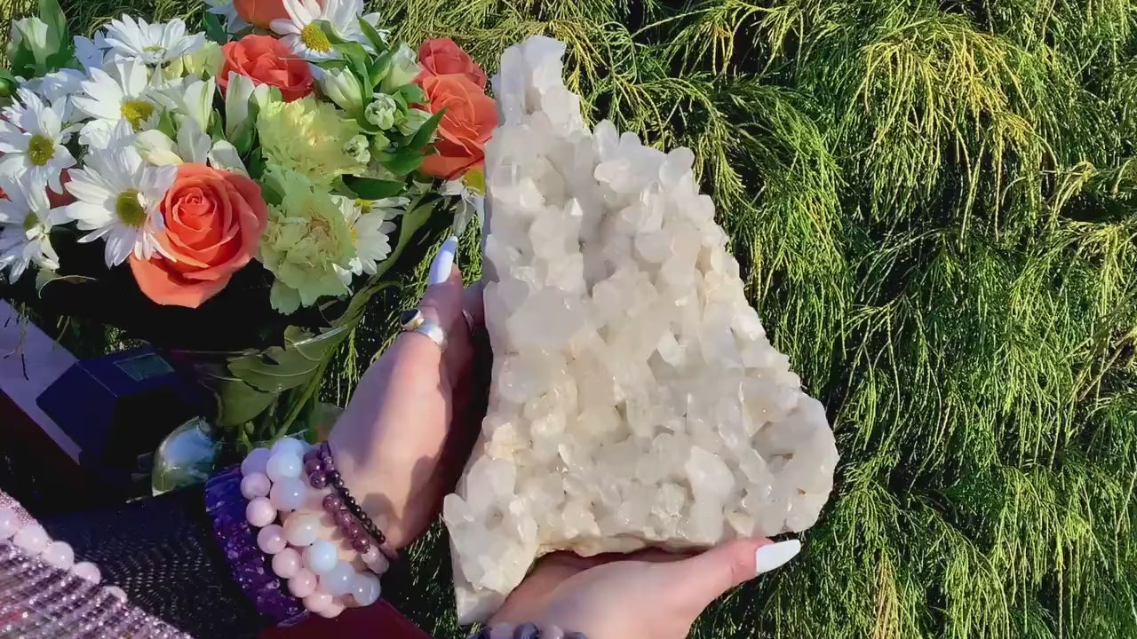 large clear quartz crystal from arkansas - flawless healing cluster from clearquartzshop