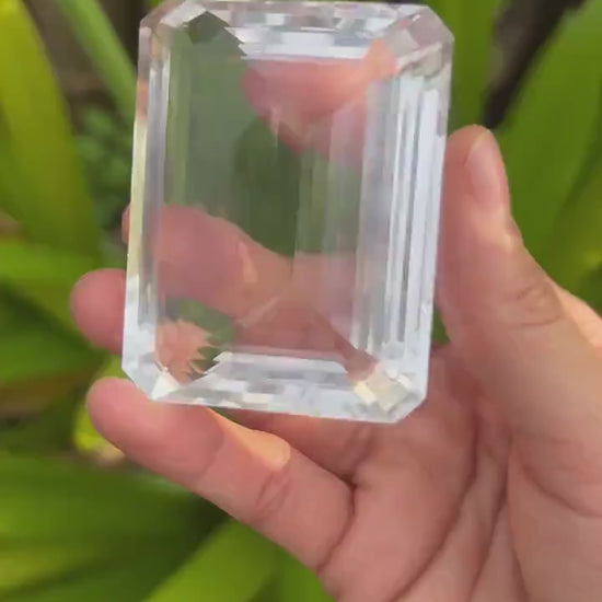 450 carat flawless large indian clear quartz emerald cut gemstone - clearquartzshop