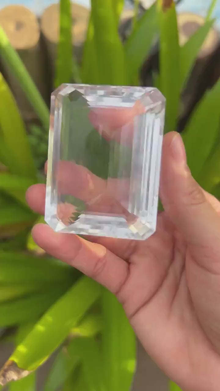 450 carat flawless large indian clear quartz emerald cut gemstone - clearquartzshop