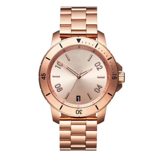 rose gold diver watch for women built from stainless steel by clearquartzshop