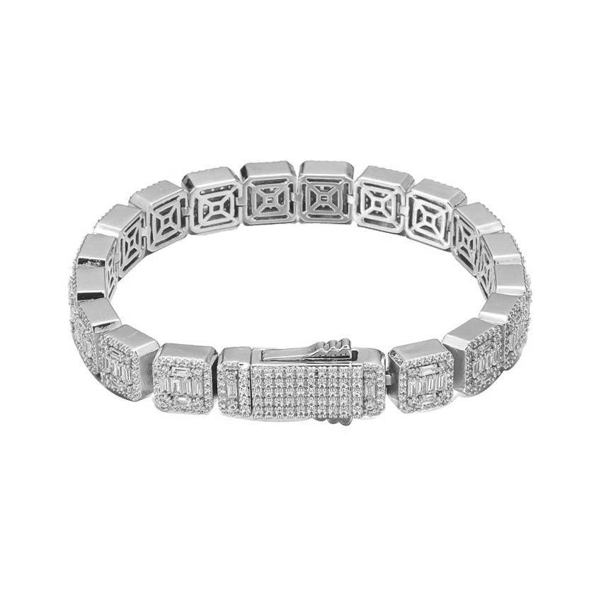 silver 10mm clustered tennis bracelet for men and women - iced out jewelry by clearquartzshop