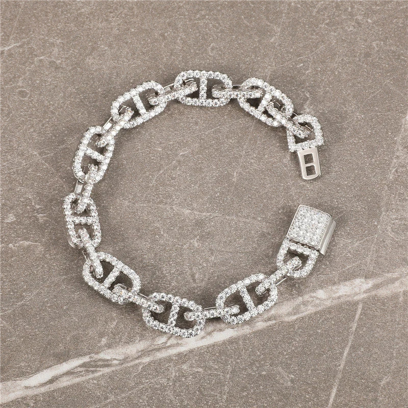 silver mariner bracelet - iced out edgy jewelry from clearquartzshop