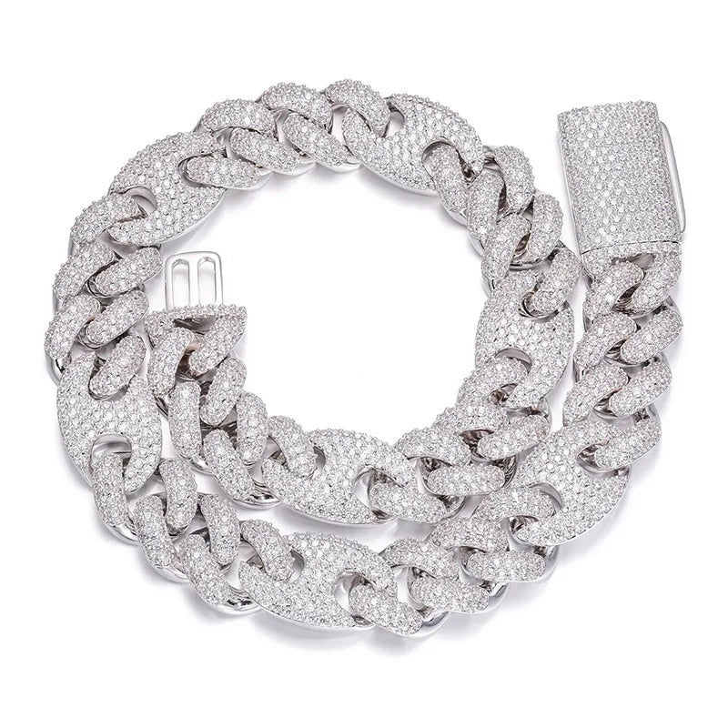 white gold plated 16mm iced out pig nose cuban link chain - edgy jewelry from clearquartzshop