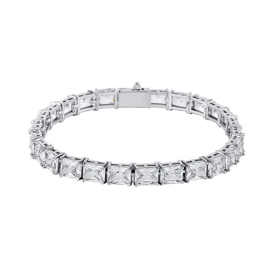 silver baguette tennis bracelet in 5mm of width - everyday jewelry clearquartzshop