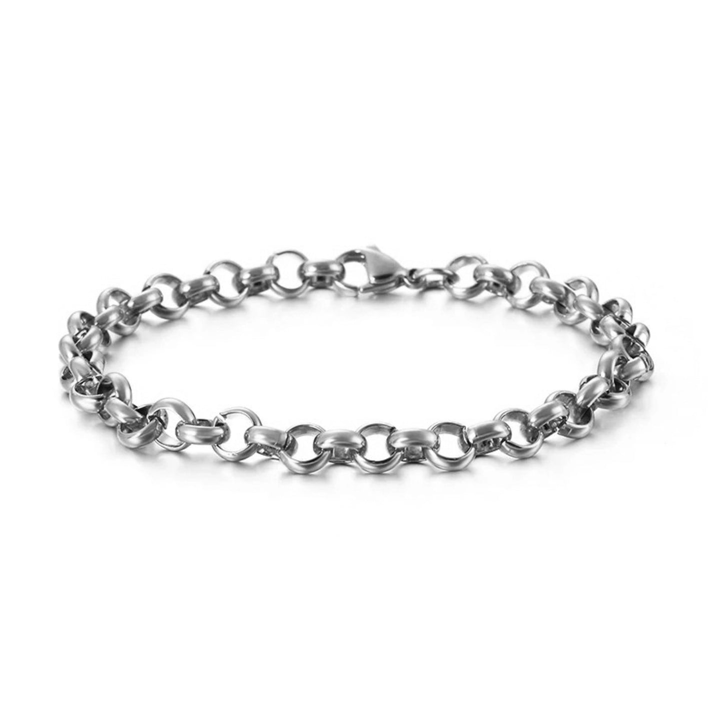 silver 6mm belcher bracelet crafted from stainless steel - unisex statement jewelry by clearquartzshop