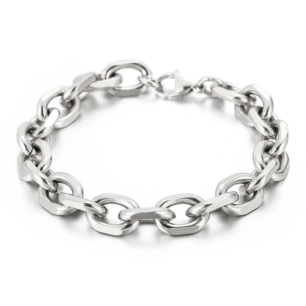 silver anchor bracelet in 3mm to 10mm built from stainless steel - elegant jewelry from clearquartzshop