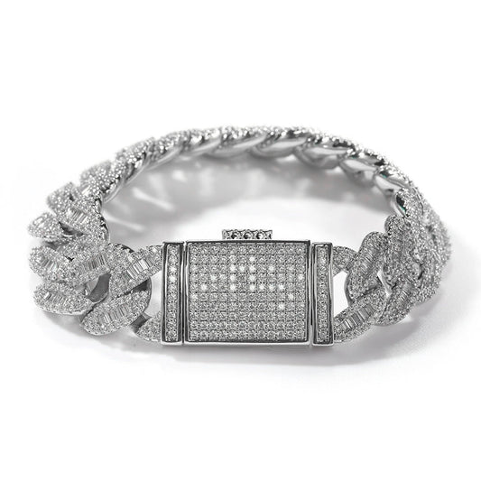 slver 15mm iced out baguette miami cuban link bracelet - luxury jewelry by clearquartzshop