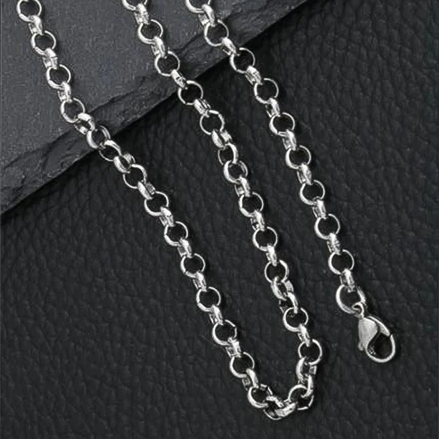 silver belcher necklace in stainless steel and white gold plating - gypsy chain from clearquartzshop