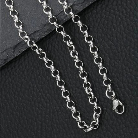 silver belcher necklace in stainless steel and white gold plating - gypsy chain from clearquartzshop