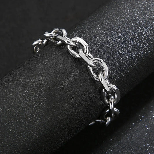silver cable bracelet in 3mm, 5mm, 8mm and 10mm crafted from stainless steel - casual jewelry clearquartzshop