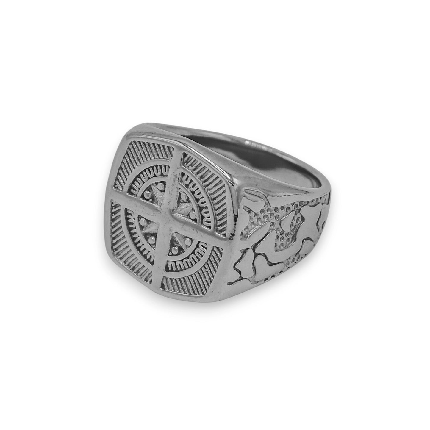 silver compass ring for men and women made from stainless steel | 18k white gold plated everyday jewelry from clearquartzshop
