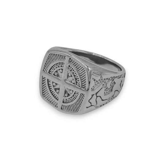silver compass ring for men and women made from stainless steel | 18k white gold plated everyday jewelry from clearquartzshop