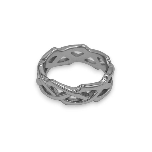 silver crown of thorns ring for men and women made from stainless steel | white gold fashion jewelry by clearquartzshop