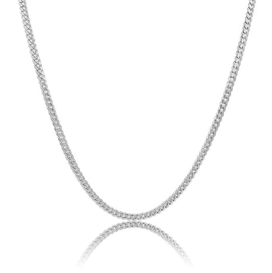 silver cuban link chain made from stainless steel for men and women, in sizes of 3mm, 5mm, 8mm and 10mm from clearquartzshop