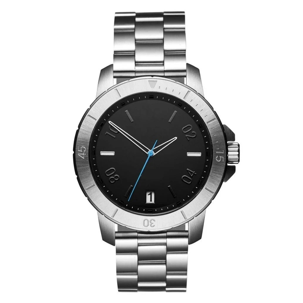 silver diver style quartz watch for men and women by clearquartzshop