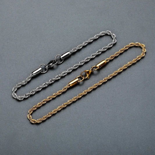 gold and silver rope bracelet - hip hop jewelry by clearquartzshop