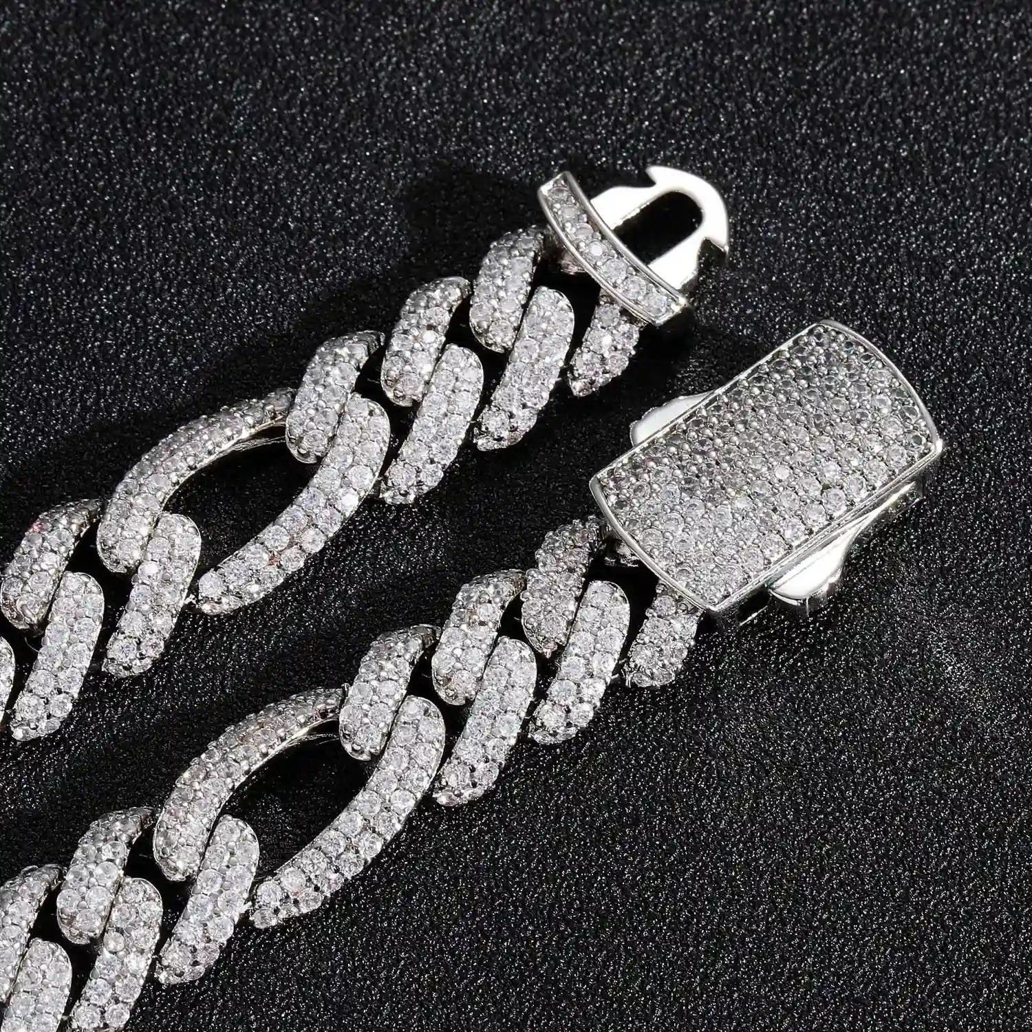 silver iced figaro cuban link bracelet - unisex trendy jewelry from clearquartzshop