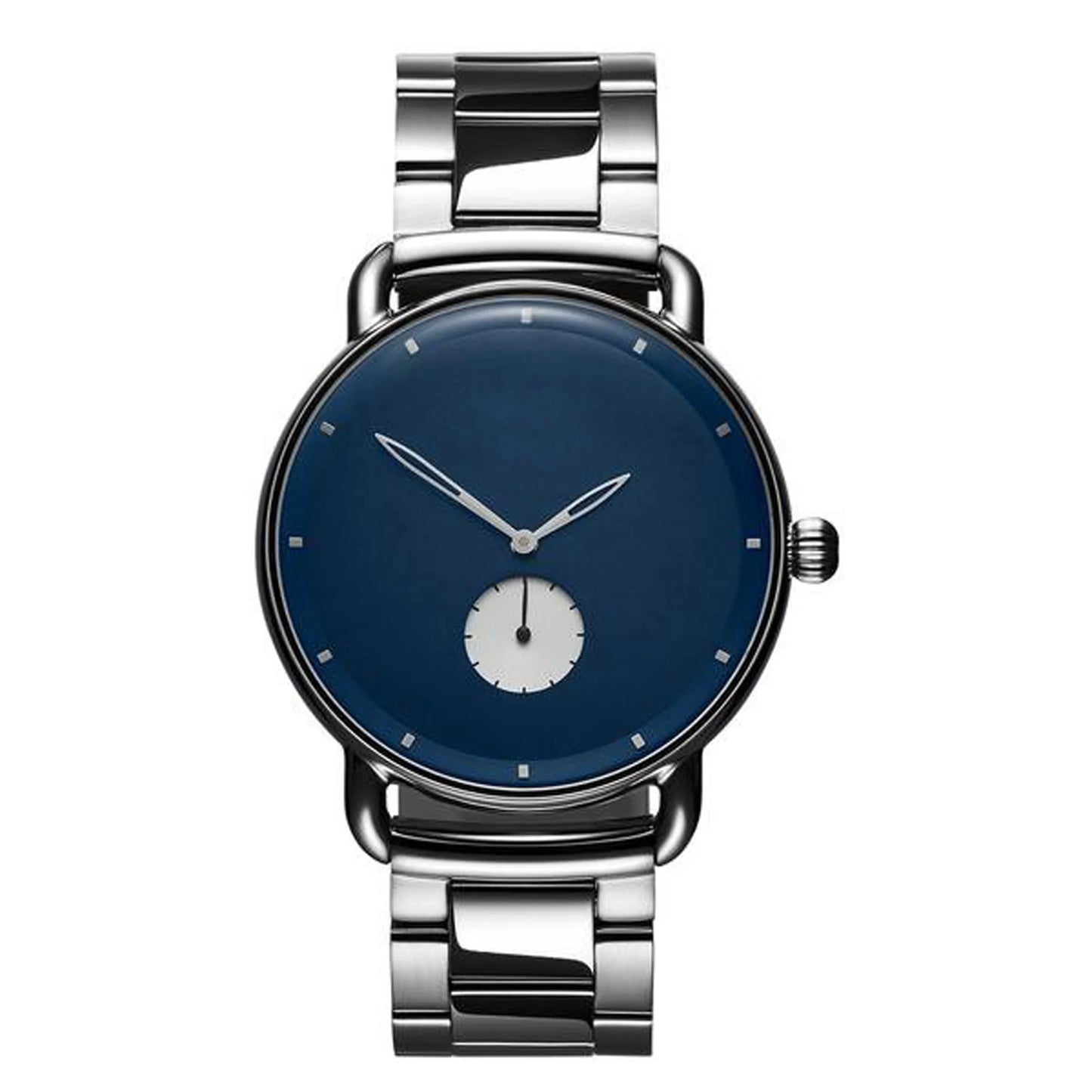 silver eclipse watch - stainless steel quartz watch for men and women with blue dial by clearquartzshop
