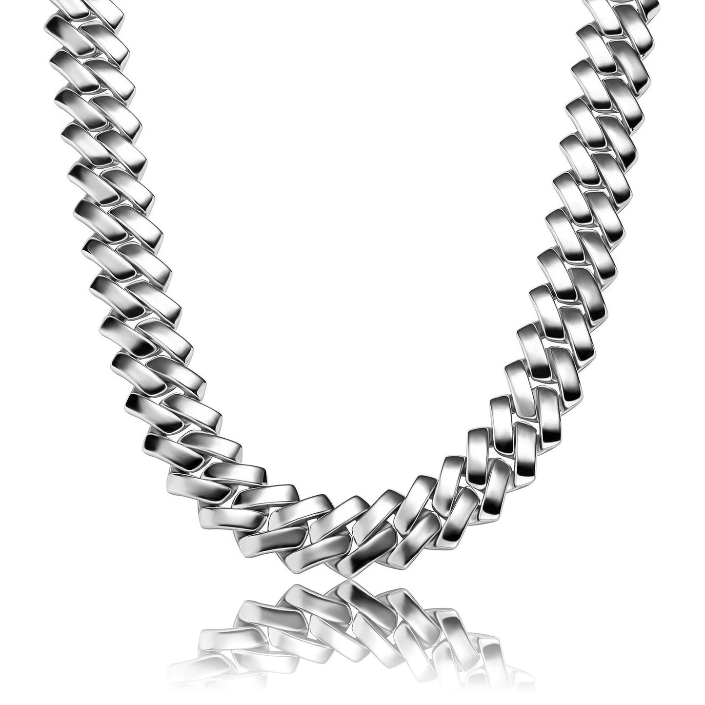 silver prong cuban link chain for men and women in 12mm and 18mm sizes - white gold rap necklace from clearquartzshop