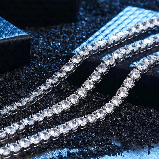 silver tennis chain - unisex elegant jewelry with cz stones by clearquartzshop