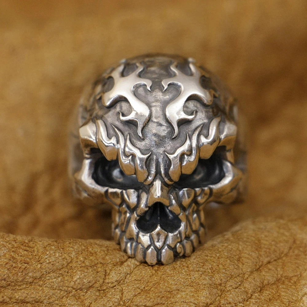 925 sterling silver skull ring | unisex biker jewelry by clearquartzshop