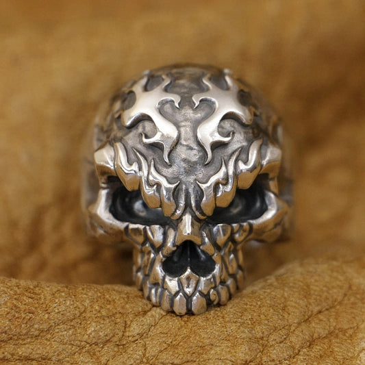 925 sterling silver skull ring | unisex biker jewelry by clearquartzshop