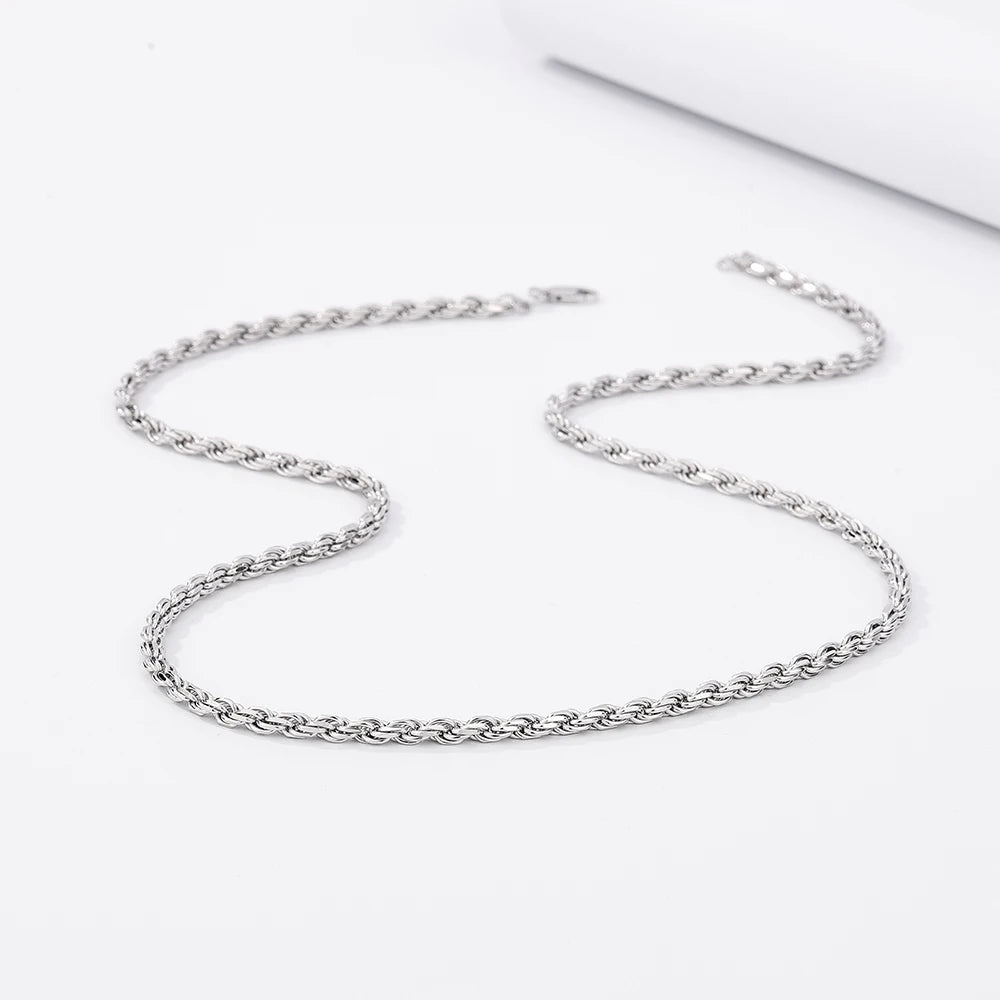 sterling silver rope chain - unisex urban necklace by clearquartzshop